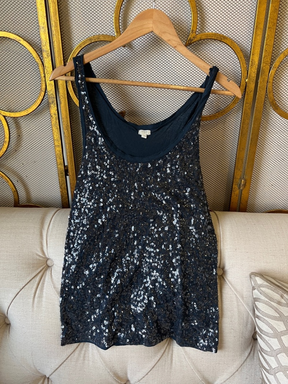 J. Crew Black and Silver Tweed-Effect Knit Top